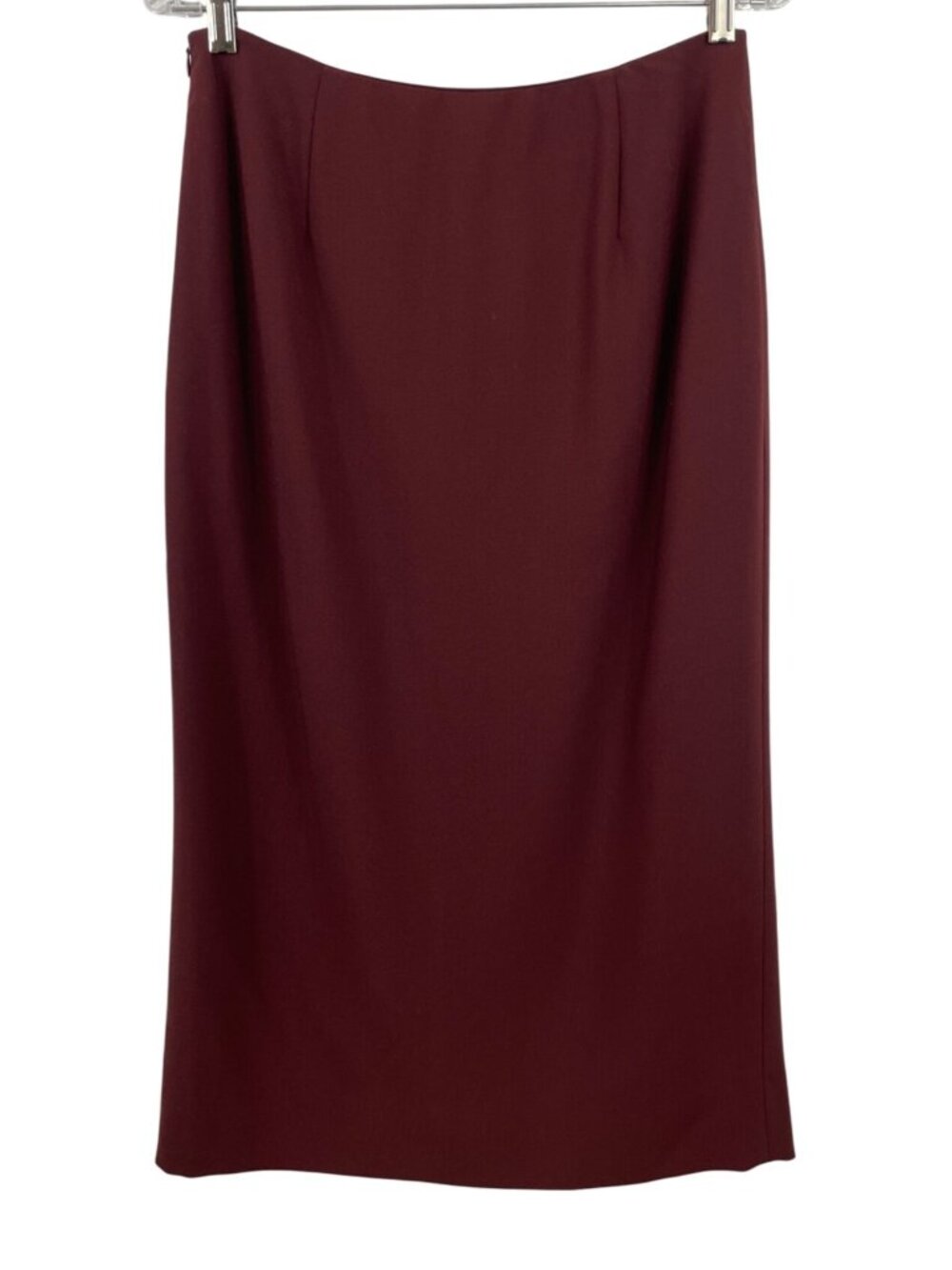 Rena Rowan Burgundy Knee-Length Stretch Pencil Skirt Size 10 Wool Blend